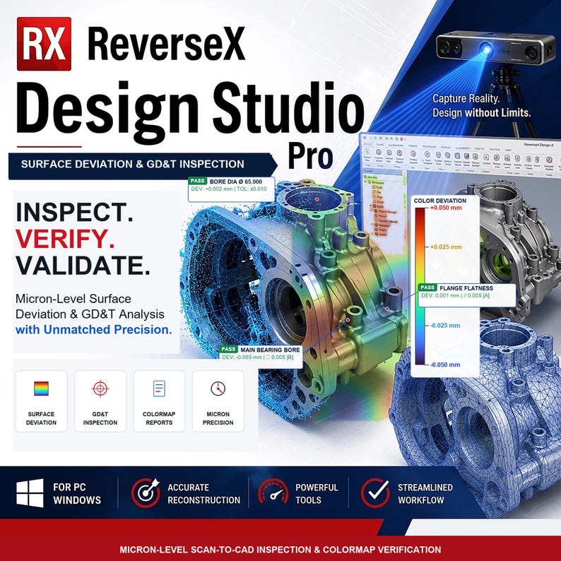 Software de ingeniería inversa 3D, herramienta de procesamiento de nubes de puntos, inspección y medición de mallas, aplicación HTML para ingenieros. imagen 1