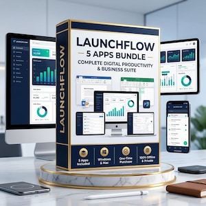 Launch Flow 5 Apps Bundle | Expense, Meal, Business, Job & Habit Tools