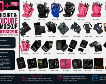 Manicure Pedicure Tool Case Mockup PSD, Beauty Tool Organizer Template, Salon Kit Photoshop Mockup