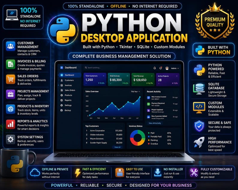 Custom Standalone Program | Python Business Organizer | Customers, Projects, Orders, Inventory & Reports | Offline Business Tool image 2