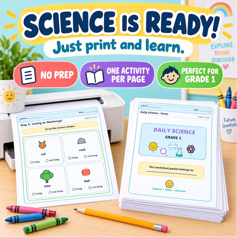 Printable Science Items Daily Science Grade 1 Printable Worksheets | 20-page First Grade ...