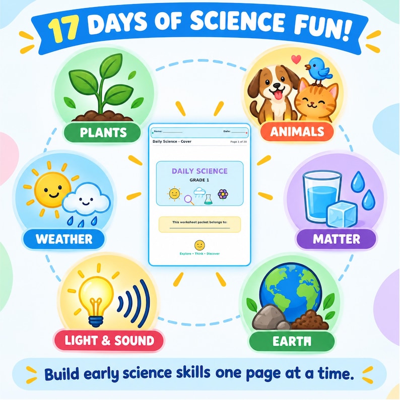 Science Examples For First Grade Daily Science Grade 1 Printable Worksheets | 20-page First Grade ...