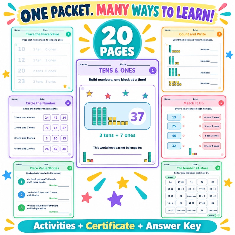 Tens and Ones Worksheets Grade 1 | Printable Worksheets for Place Value ...
