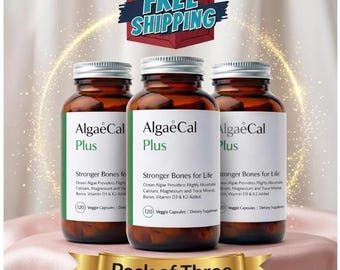 AlgaeCal Plus Plant-Based Calcium Supplement | Bone & Joint Support (3 Bottles)