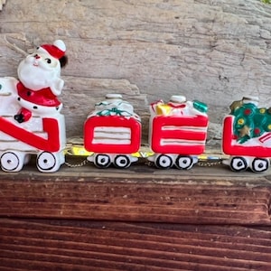Vintage NOEL Weihnachtskerzenhalter 1950 MCM Nikolauszug Weihnachtsbaum Noel Kerzenhalter Retro Kitsch LEGO Decor Set 4