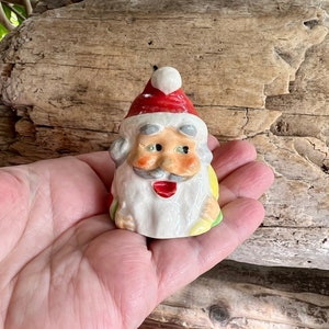 Vintage 1940 1950 Santa Bell Christmas Ornament Retro Santa Ornament Post WWII Japan Retro Ceramic Santa Bell Ornament 2” Kitsch Decor