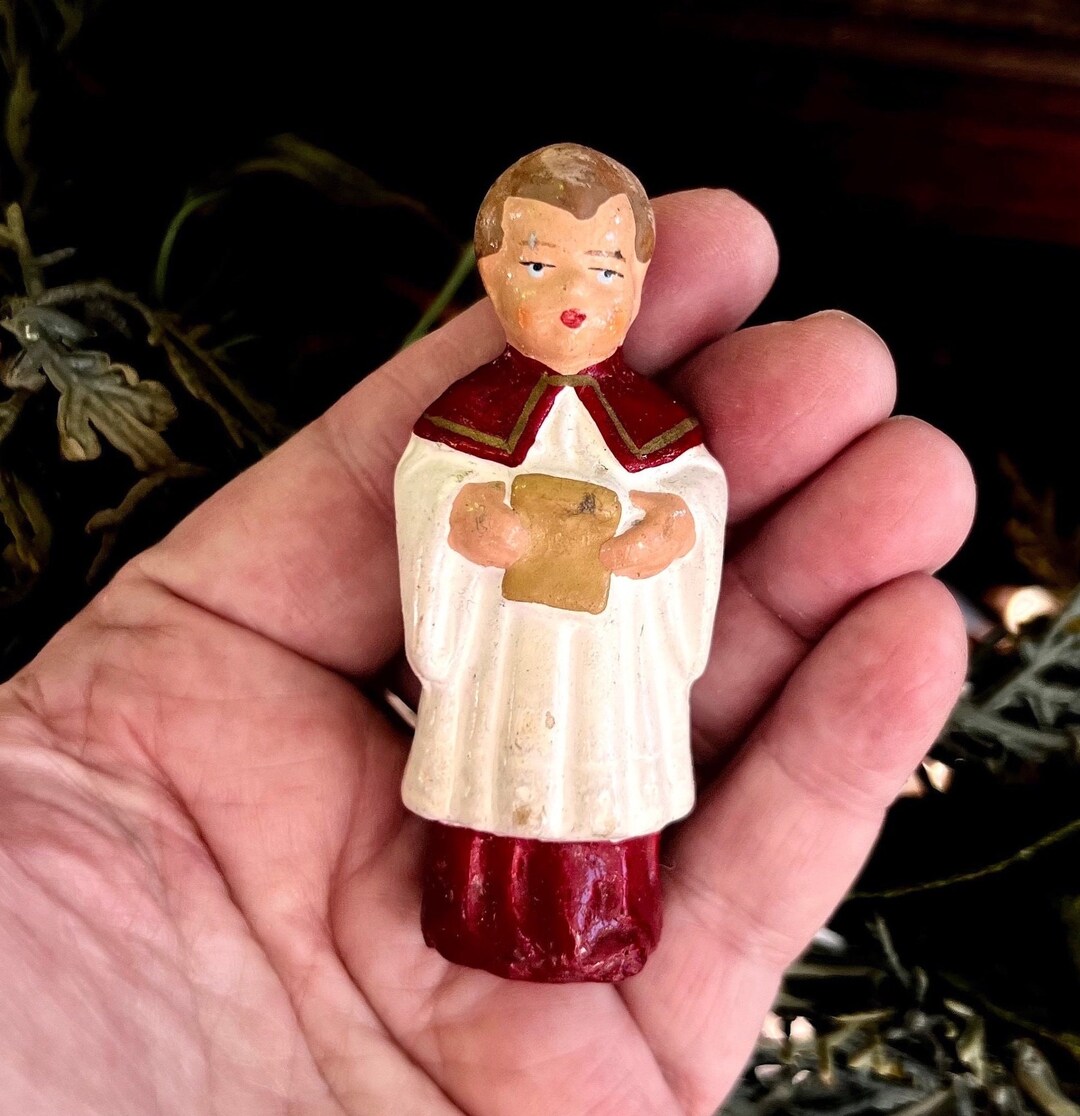 Vintage Choir Boy Christmas Ornament US Zone Ornament West German 1940