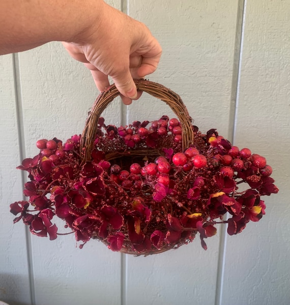 Christmas Floral Twig Table Decor Flower Girl Basket Rustic Floral Basket Silk Floral Wedding Valentine Decoration