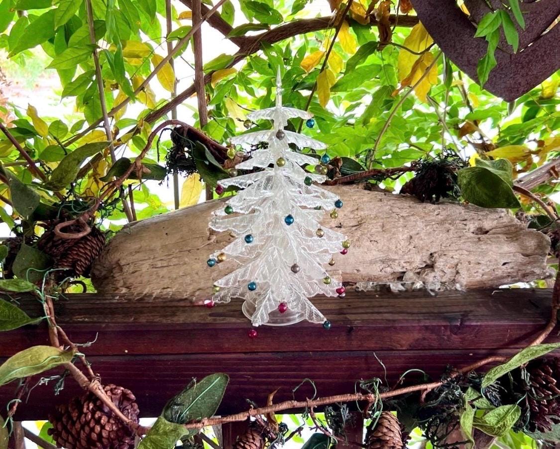 Vintage 1950 Crystal Pine Christmas Tree Mid Century Plastic