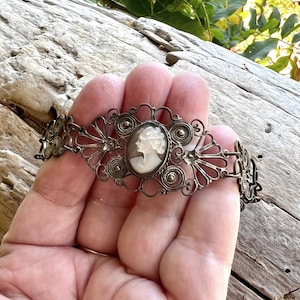 800 Silver Cameo Bracelet - Etsy