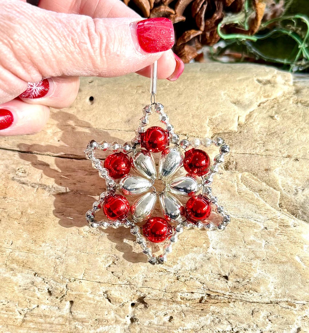 Victorian Red Mercury Glass Star Christmas Ornament 1970 1980 Vintage ...