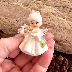 Vintage Napco Angel Bird Figurine Napcoware Floral Pink Bird Floral Angel Bone China Angel Flower Spring Easter Decor