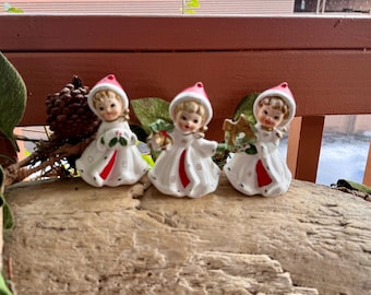 Vintage NAPCO Christmas Girl Figurine 1950 Mid Century Ceramic