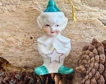 Vintage Elf Pixie Christmas Bell Ornament MCM 1950 Elf Pixie