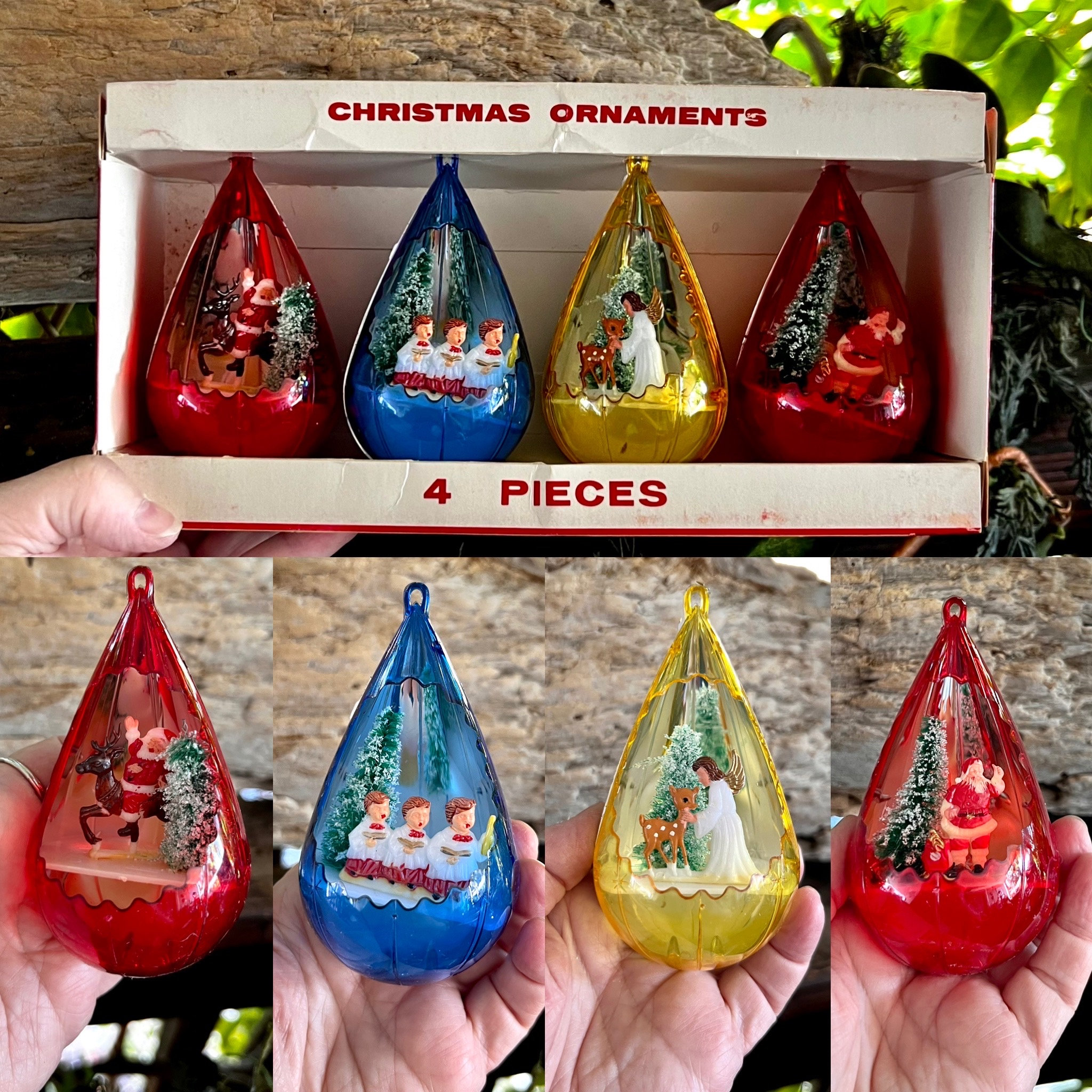 Vintage Jewelbrite Teardrop Christmas Ornament 1960 1970 Angel