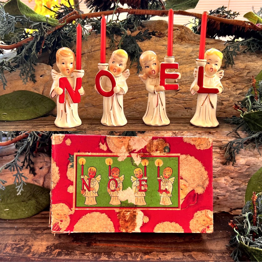 Vintage NOEL Candle Holder Choir Angel Christmas 3 3/4 COMMODORE 1950