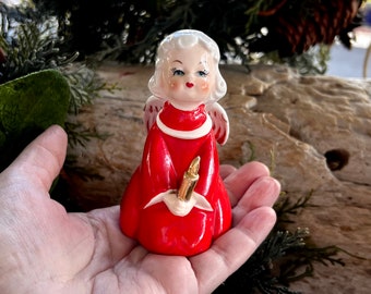 Vintage FINE A QUALITY Christmas Angel Ornament 1950 Ceramic