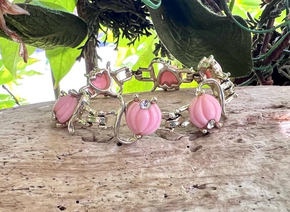 Vintage Pink Floral Bracelet MCM 1950 1960 Thermoset Retro