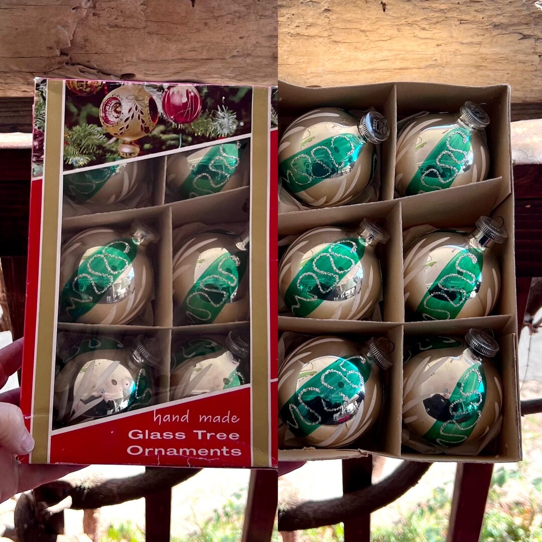 Vintage 1950 1960 West Germany Blown Glass Christmas Ornament Stencil ...