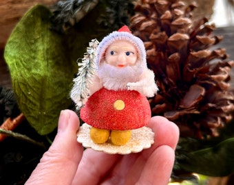 Vintage Red Gnome Christmas Ornament MCM Shiny Brite MCM 1950 1960 Elf Pixie Retro Kitsch Pipe Cleaner Retro Kitsch Winter Holiday Decor