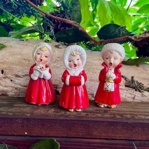 Vintage 1950 Christmas Angel Figurine Muff Songbook Lantern Mid Century Ceramic Angel FINE A Quality Japan Retro Kitsch Holiday Decor Set 3