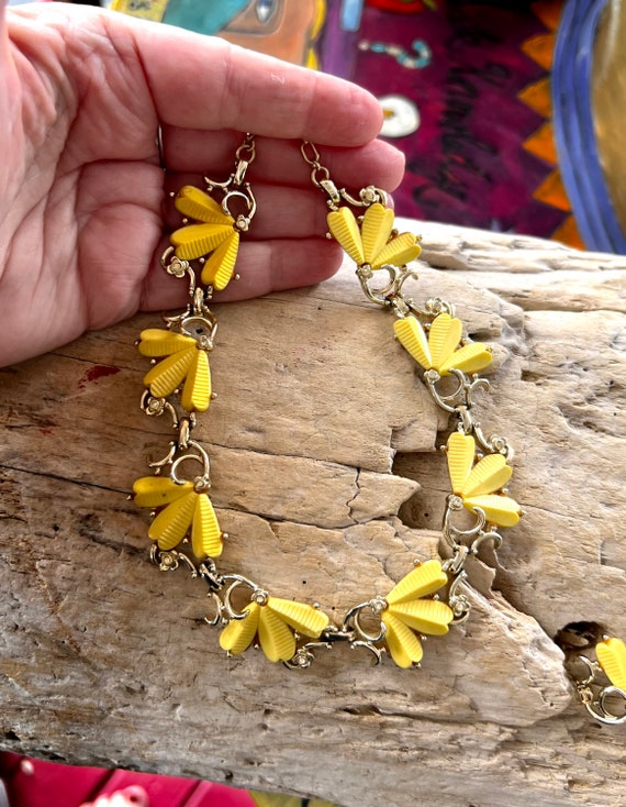 Vintage Yellow Demi Parure Flower Choker Floral N… - image 3