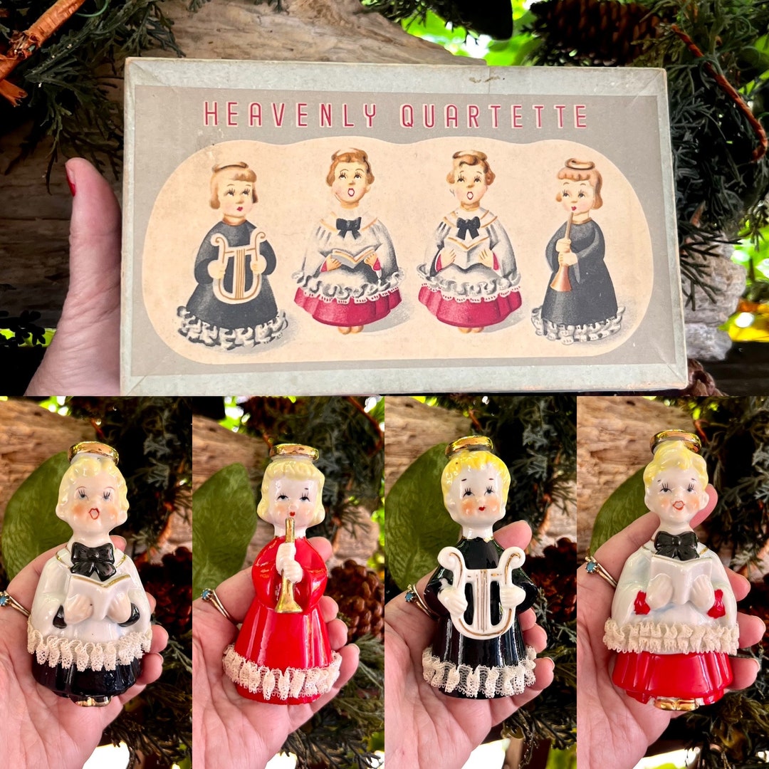 Vintage Christmas Choir Figurines Heavenly Quartette Ceramic Choir Boy