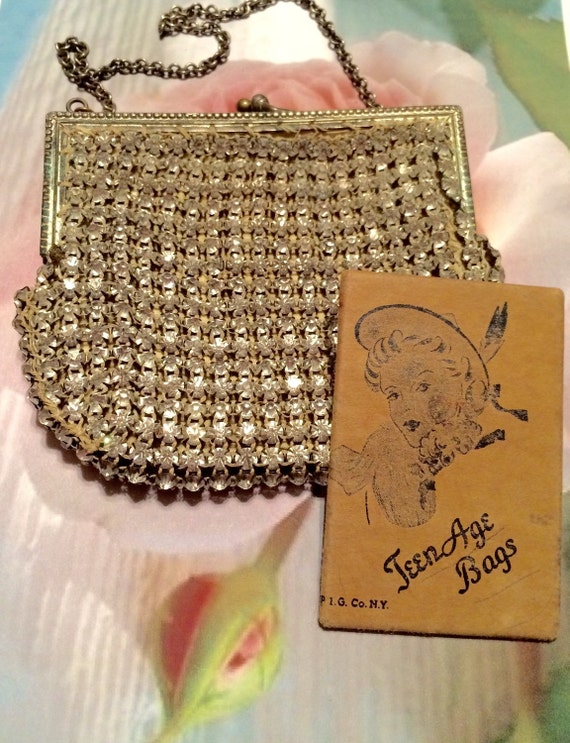 Vintage Rhinestone Evening Bag Purse MCM 1950 Retr