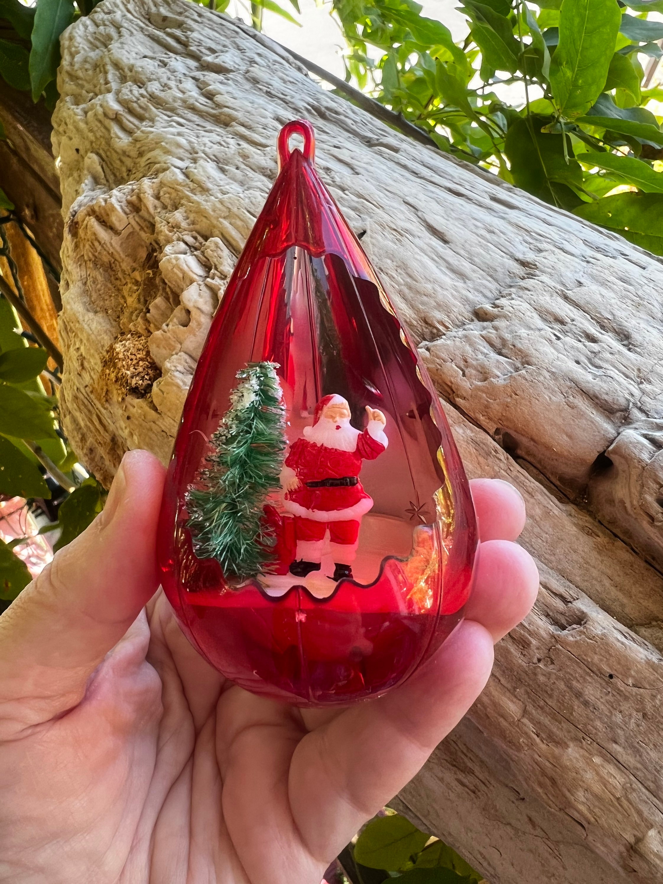 Vintage Jewelbrite Santa Christmas Ornament 1960 1970 Bottlebrush