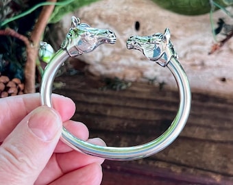 Vintage Kabana Horse Bracelet Sterling Silver Double Head Wild