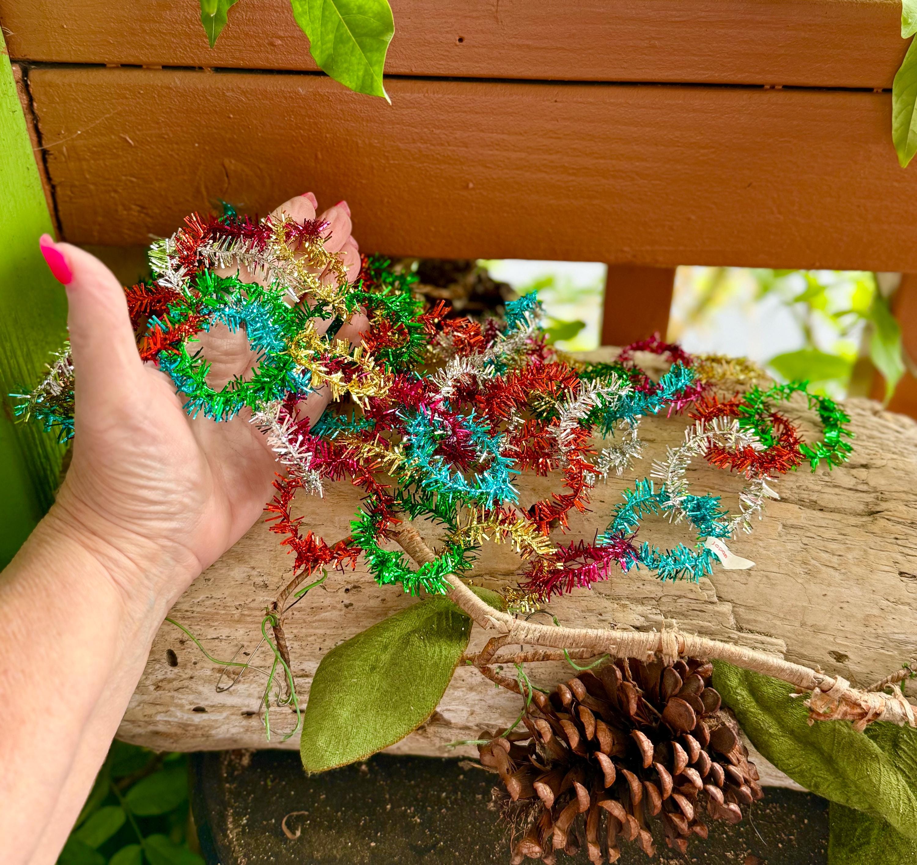 Vintage Tinsel Kette Weihnachtsgirlande 9' MCM 1950 1960 Mid Century Pink Rot Türkis Grün Silber Japan Retro Atomic Decor NEU