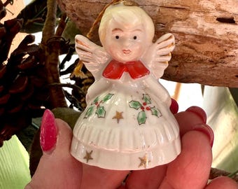 Vintage Elf Pixie Christmas Bell Ornament Retro Kitsch Elf