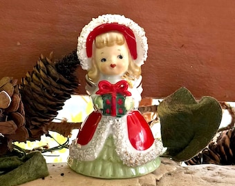 Vintage NAPCO Christmas Angel Figurine: 1950s Ceramic Kitsch Decor