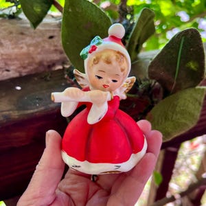 Vintage NAPCO Angel Christmas Figurine 1950 MCM Retro Angel Figurine Ceramic NAPCO Christmas Angel Flute Japan