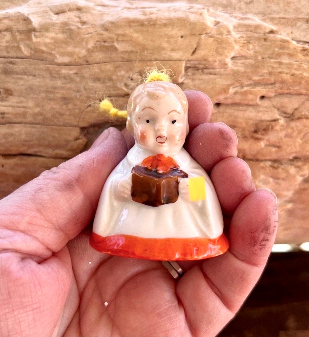 Vintage Choir Boy Bell Christmas Ornament Retro Ceramic Altar Boy 1940