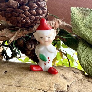 Vintage Winking Elf Pixie Christmas Bell Ornament MCM 1950 YULETIDE NOVELTY Japan Ceramic Bell Retro Kitsch Valentine Decor