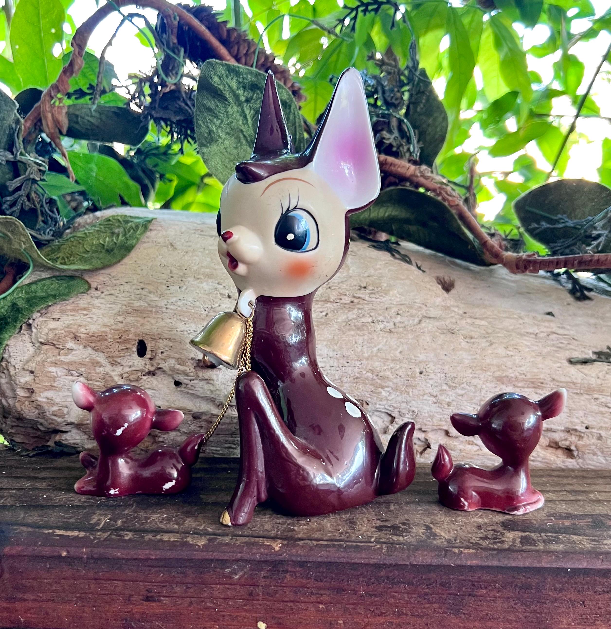 Vintage ANTHROPOMORPHIC Chain Mama Baby Deer Family 1950 MCM