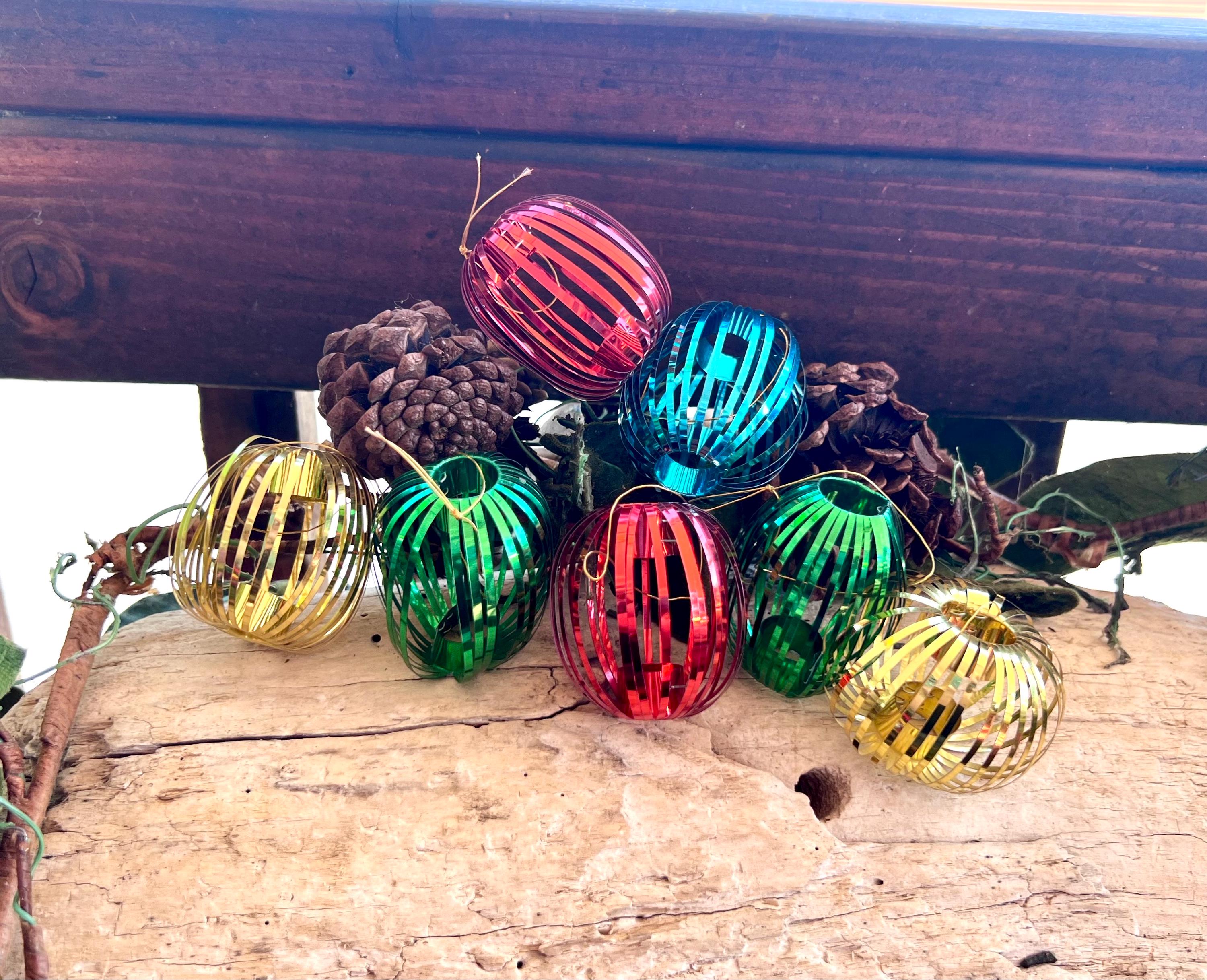 Vintage Foil Tinsel Lantern Christmas Ornament MCM 1940 1950