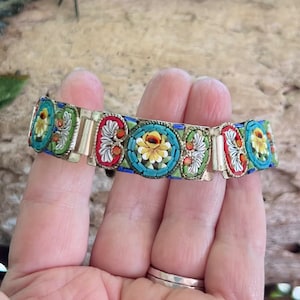 Vintage Micro Mosaik Blumen Rose Armband 1940 1950 Viktorianische Armband Braut Brautweinberg Napa Hochzeit Romantische Weihnachtsgeschenk Her