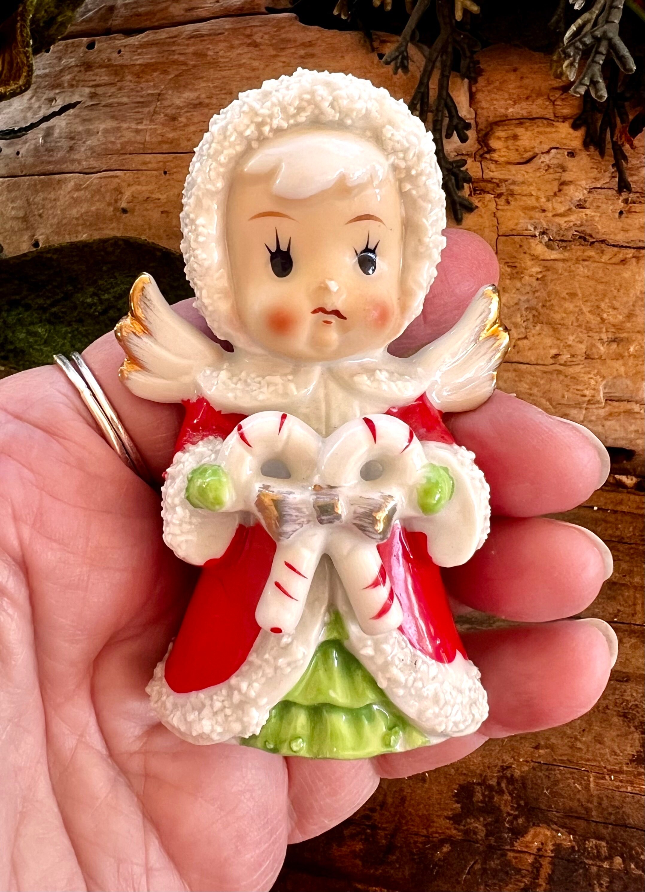 洋書 ENESCO Victorian Holy Family & Angel 6004185 Vintage ENESCO Angel Candy Cane Figurine Christmas 1950 MCM