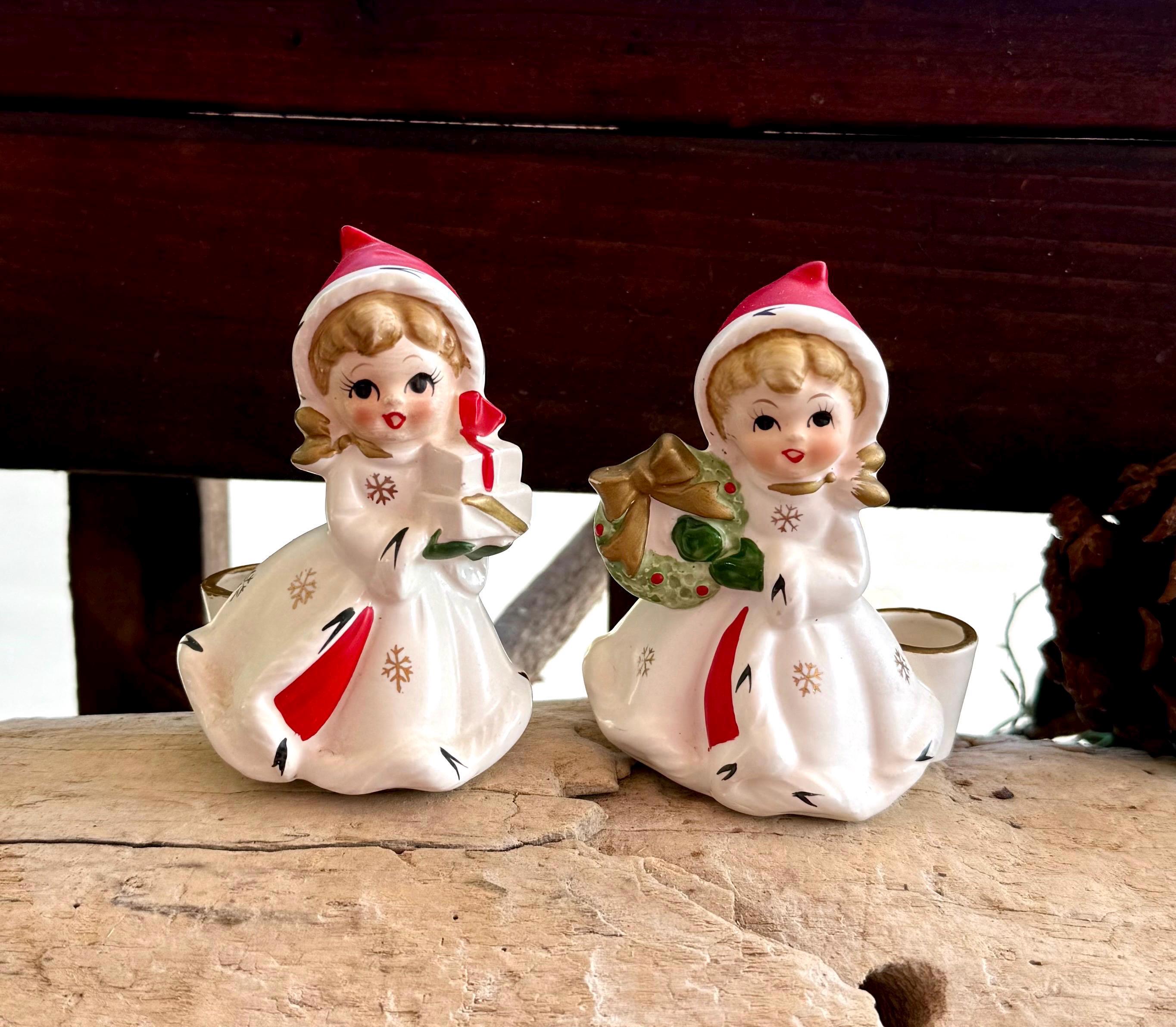 Vintage NAPCO Angel Christmas Candleholder 1950 MCM Retro Ceramic