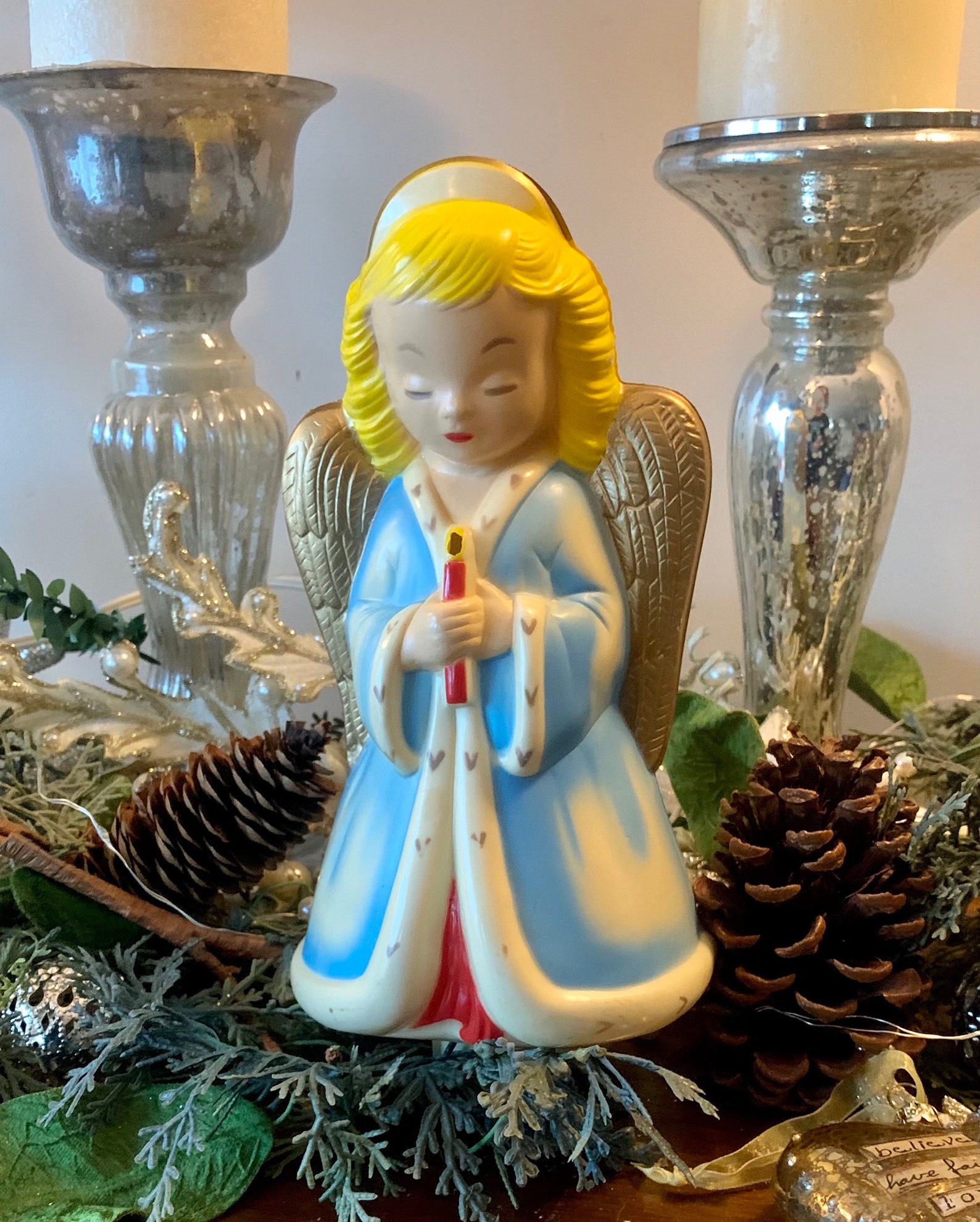 vintage angel tree topper 1960