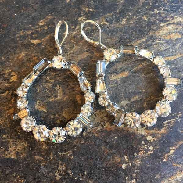 VENDIDO a Cheryl... Art Deco pendientes 1940 pasta nupcial diamantes de imitación
