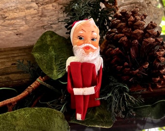 Vintage Nikolaus Knie Hugger Weihnachten Ornament Retro Nikolaus 1950 1960 Japan 4 1/2 ”Kitsch Blasform Kunststoff Weihnachtsmann MCM XMas Ornament