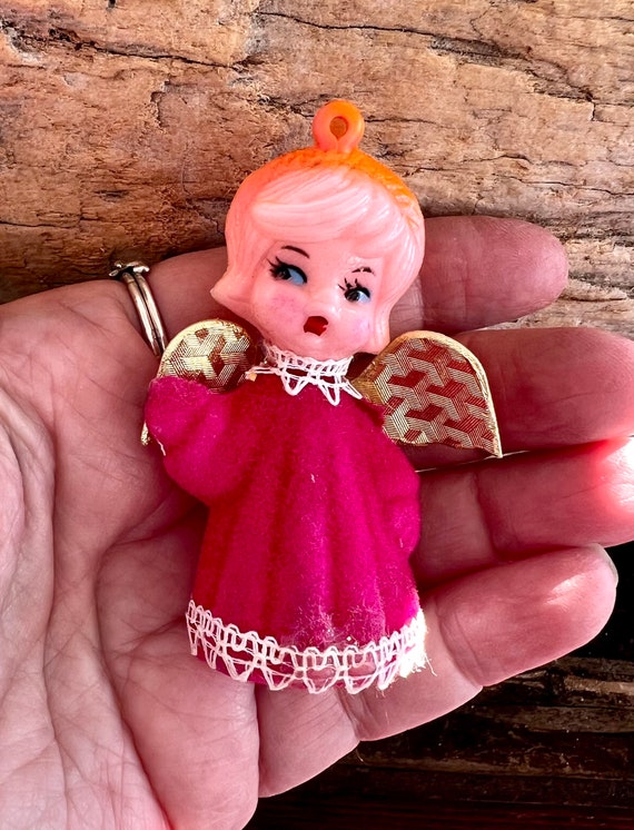 vintage pink angel hair spun glass for Christmas ornaments, retro