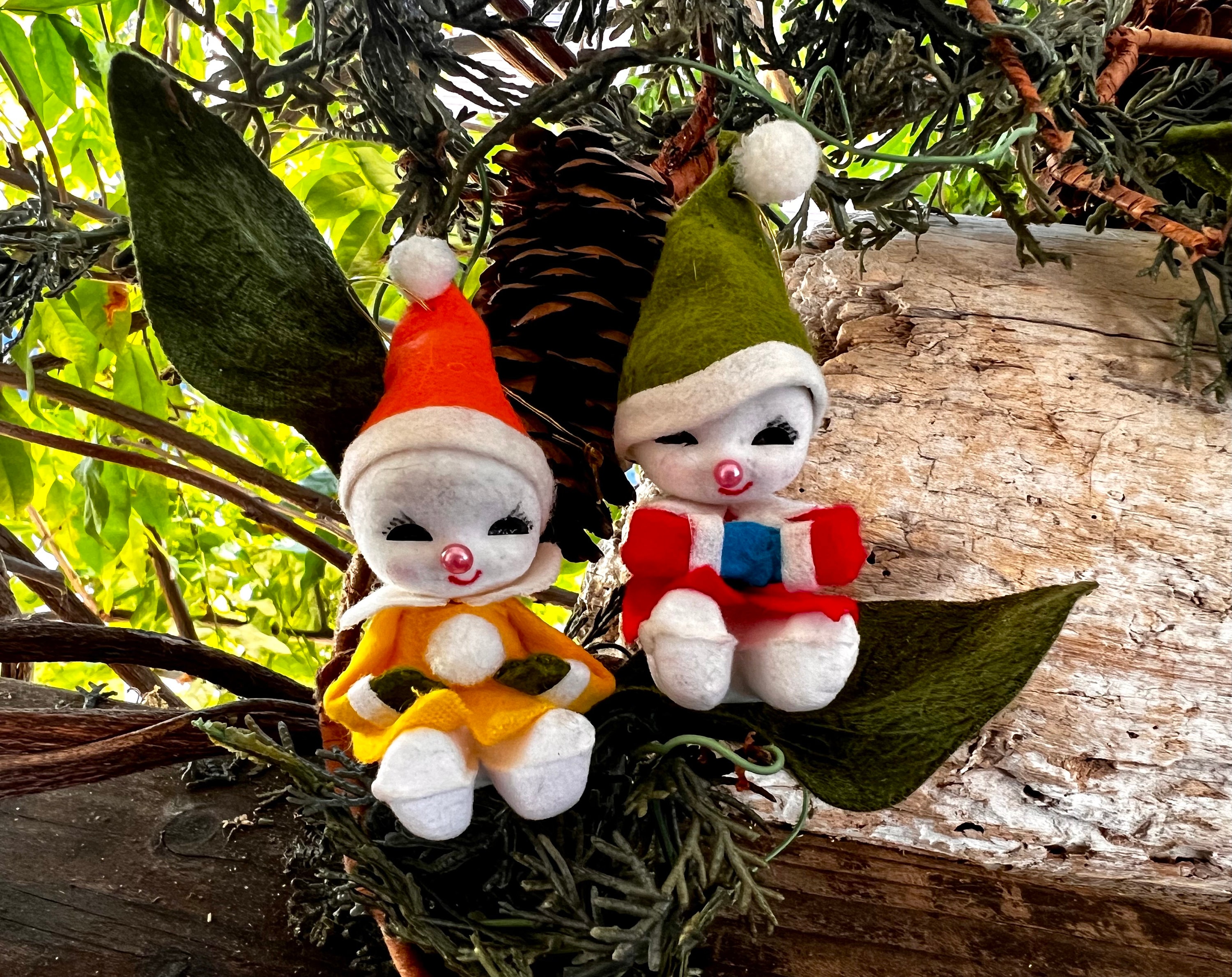 Vintage Commodore Snow Babies: Felt Christmas Ornament Set, Japan