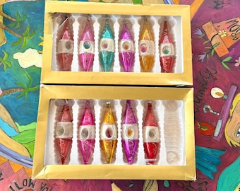 ヴィンテージ ターコイズ マーキュリーガラス ティアドロップ