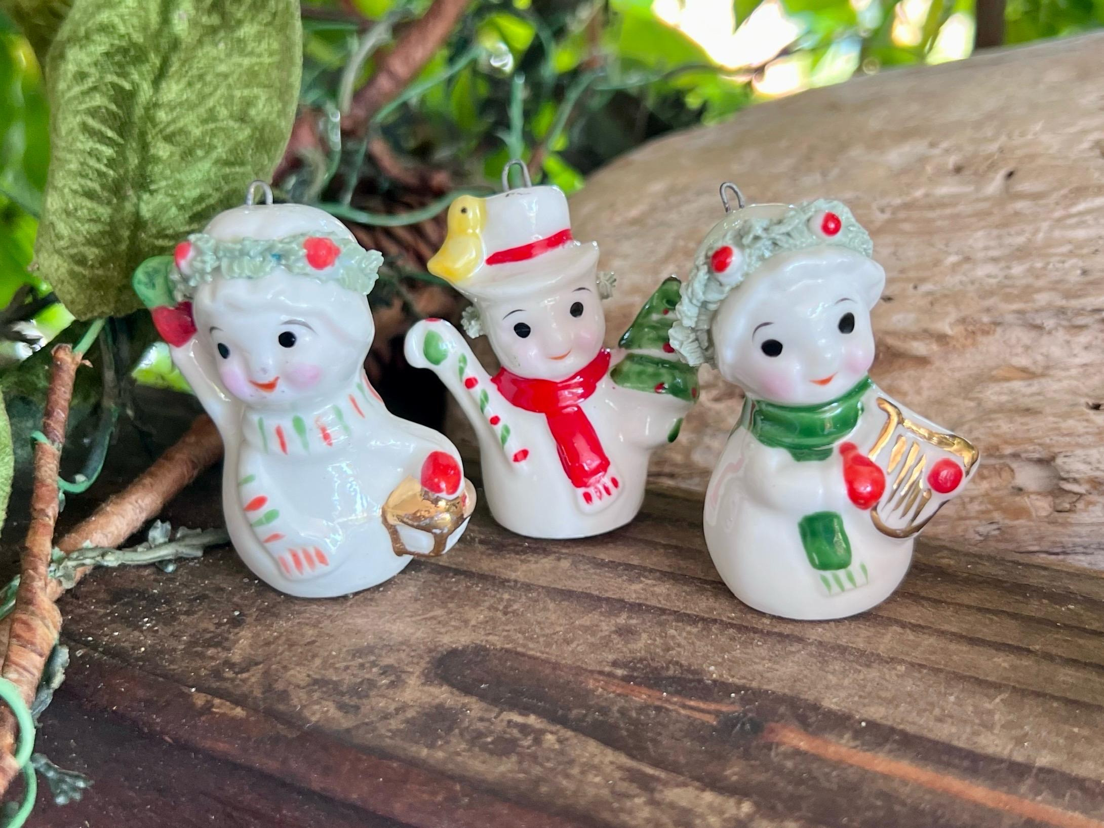 Vintage Christmas Snowman Figurine 1960 1970 Retro Kitsch