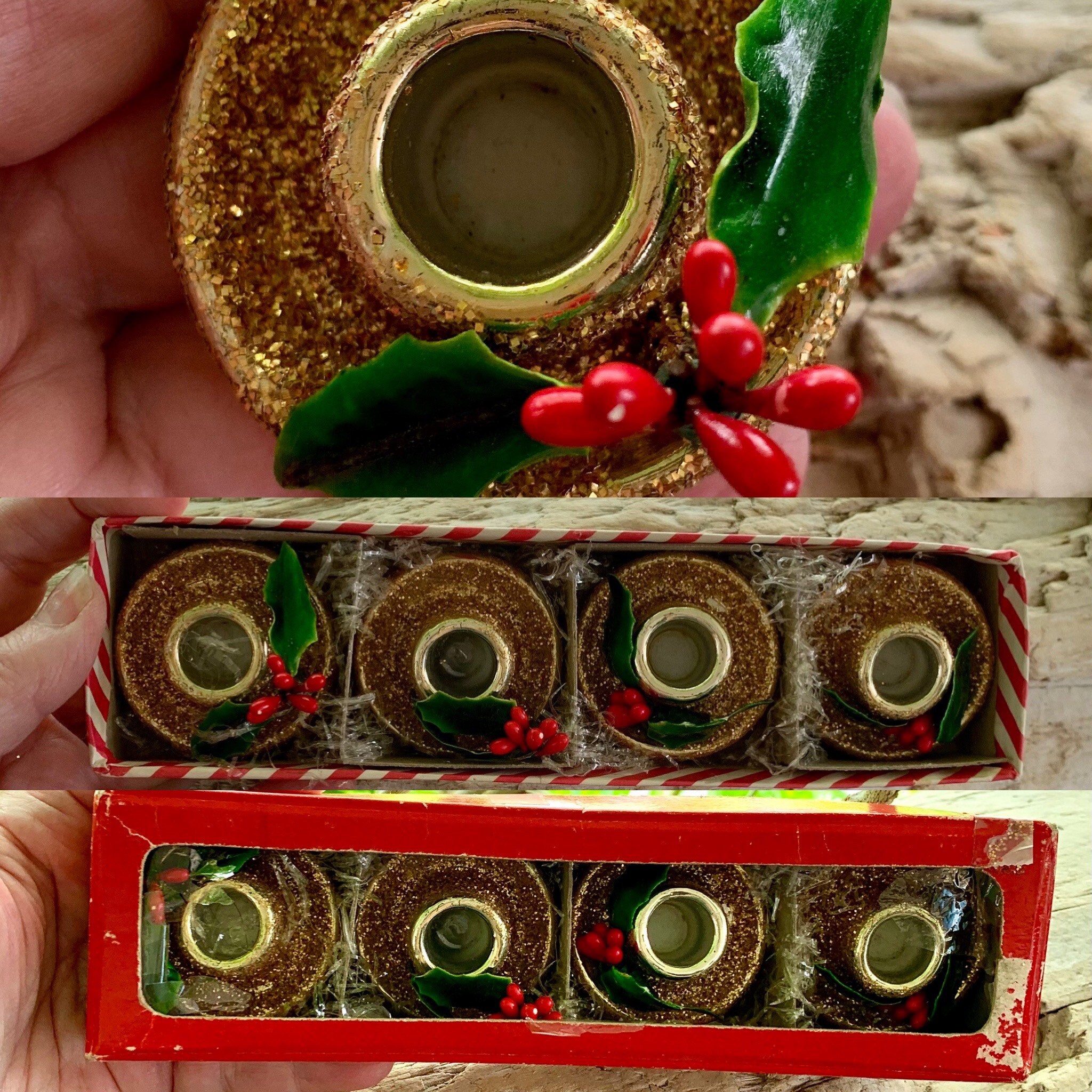 Vintage Ceramic Noel Candle Set - Etsy