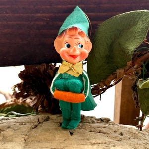 Vintage Delta Knee Hugger Elf Plastic Christmas Ornament 1950 1960